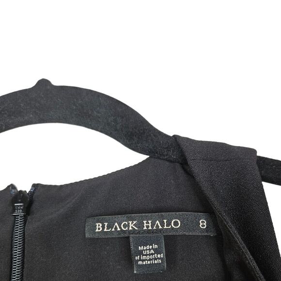 Black Halo 8 Brett Sheath Black Dress Classic Career Draped Minimalist - Picture 4 of 5